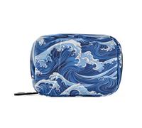 Amooorous Bolsa de medicina japonesa Blue Wave Ukiyo-e con compartimentos desmontables, práctica funda de viaje para medicamentos