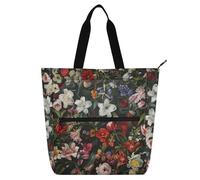 Amooorous Bolsa decorativa para libros infantiles para niños, niñas y mujeres, Reino de flores, ligera, reutilizable, bolsa de comestibles para escuela, compras, comestibles, arcoíris, para libros