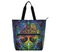 Amooorous Bolsa decorativa para libros para niños, niñas y mujeres, misterioso árbol colorido, resistente, reutilizable, bolsa de playa con cremallera para la escuela y el tiempo de juego, tela