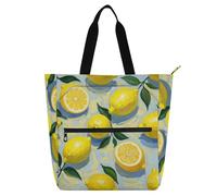 Amooorous - Bolsa decorativa para libros para niños y niñas, adultos, pintura al óleo con limón amarillo resistente, bolsa de comestibles con cremallera para la escuela, compras, playa, arco iris