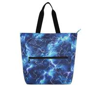 Amooorous Bolsa decorativa para libros para niños y niñas, safari azul rayado, impermeable, bolsa de compras reutilizable con cremallera para escuela, compras, playa, mochilas arcoíris para