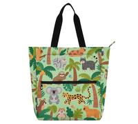 Amooorous Bolsa decorativa para niños, bolsa de piano para niños, estudiantes, adultos, árbol de animales de safari verde, resistente al agua, bolsa de compras reutilizable con cremallera para la