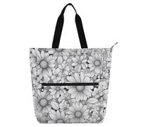 Amooorous Bolsa decorativa para niños, niñas y adultos, margarita negra, resistente al agua, bolsa de comestibles reutilizable con cremallera para la escuela, compras, viajes, arco iris para libros