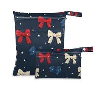 Amooorous Bolsa impermeable para tela, color rojo, blanco y azul, paquete de 2 artículos esenciales de viaje para bebés con asas para guardería, guardería