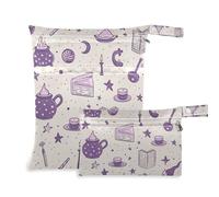 Amooorous Bolsa lavable púrpura de Halloween Mystery Magic para viajes, paquete de 2 artículos esenciales de viaje para volar con asas para playa, pañales para bebé
