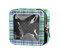 Amooorous Bolsa organizadora de esmalte de uñas de piel transparente con diseño de cuadrícula de colores neón para volar, cuadrícula de color neón, 1 size