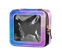 Amooorous Bolsa organizadora de maquillaje transparente azul y melocotón, impermeable, bolsa de aseo de viaje, bolsa de cosméticos de cuero para viajes, Arena movediza azul y melocotón, 1 size