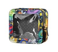 Amooorous Bolsa organizadora de maquillaje transparente con diseño de monstruos y alienígenas espaciales, bolsa organizadora de esmalte de uñas para viajes, Cute Monsters Cartoon Space Aliens, 1 size