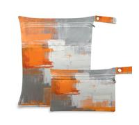 Amooorous Bolsa reutilizable de pintura artística de tinta naranja, blanca y gris para guardería, paquete de 2 artículos esenciales de viaje para bebés con asas para piscina, gimnasio