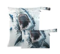 Amooorous Bolsas de traje de baño a prueba de desorden de animales de pared blanca con agujero 3D, paquete de 2 artículos esenciales de viaje para bebé con asas para yoga, pañales de bebé