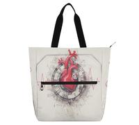 Amooorous Bolsas decorativas para libros para niños y niñas, estilo punk, corazón humano rojo, bolsa grande reutilizable con cremallera para la escuela y tiempo de juego, arco iris para llevar libros