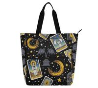 Amooorous Bolsas decorativas para libros para niños y niñas, horóscopo gótico místico del tarot, impermeable, resistente, reutilizable, bolsa de libros de biblioteca, bolsa de comestibles para la