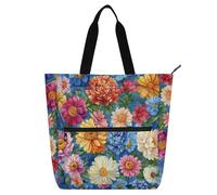 Amooorous Bolsas decorativas para niños, estudiantes y adultos, pintura al óleo con girasoles retro amarillos, bolsa grande reutilizable con cremallera para la escuela y el tiempo de juego, arcoíris