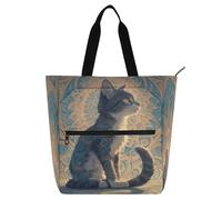 Amooorous - Bolsas decorativas para niños, mujeres, hombres, azul y dorado, misterioso, tribal, gato, impermeable, bolsa de comestibles con cremallera para la escuela y el tiempo de juego, Rainbow