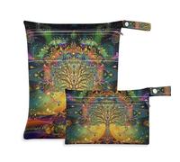 Amooorous Bolsas misteriosas coloridas a prueba de desorden para bebé, paquete de 2 bolsas húmedas para traje de baño con asas para piscina, guardería