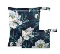 Amooorous Bolsas reutilizables de flores de peonía blancas vintage para bebé, paquete de 2 bolsas de pañales esenciales con asas para gimnasio, guardería, Flores de peonía blancas vintage, 1 size,