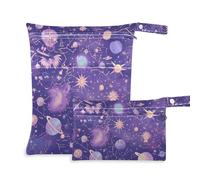 Amooorous Bolsas reutilizables Purple Mysterious Universe Planet para tela, paquete de 2 artículos esenciales de viaje para bebés con asas para bañarse, piscina