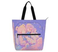 Amooorous - Bolso decorativo para niños, mujeres y hombres, color morado, soñador, lindo, impermeable, reutilizable, para la playa, para la escuela, compras, playa, arco iris, para libros de