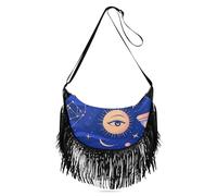 Amooorous Bolsos cruzados con embudo de tarot azul y dorado para mujer, bolsos cruzados con flecos, para mujer, bolso de hombro cruzado con (prop2)