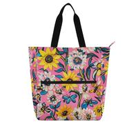 Amooorous Bonita bolsa decorativa para libros, para niños, estudiantes, adultos, pintura al óleo con girasoles amarillos, resistente, reutilizable, bolsa de compras con cremallera para la universidad