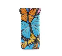 Amooorous Bonita funda de piel sintética para gafas de sol con diseño de mariposas y insectos, portátil, de piel sintética, para hombres y mujeres