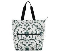 Amooorous - Bonitas bolsas decorativas para niños y adultos, diseño de pergamino de Bohemia Europa, cian, ligera biblioteca, bolso de hombro con cremallera para la universidad, compras, playa, arco