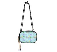 Amooorous Bonito bolso bandolera de dinosaurio gris de dibujos animados para mujer, práctico con ranuras para tarjetas de crédito, bolso de hombro pequeño para fecha