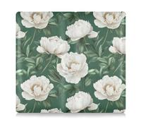 Amooorous Bonito traje de turismo de piel sintética con diseño de peonías, color verde y blanco, con tarjetero para tarjetas de registro de coche y seguro, funda esencial para tarjetas, documento