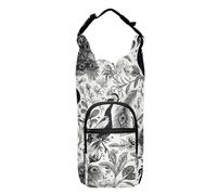 Amooorous Botella de agua de pavo real negro y blanco, funda de transporte funcional para botellas de agua, mochila para equipo de senderismo, se adapta a botellas de 20 onzas, 24 onzas, 32 onzas, 40