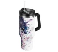 Amooorous Chic Beautiful Mermaids - Botella de agua grande reutilizable al vacío con tapa y popote, taza decorativa aislada para escuela, deportes, guardería, campamento y más, vaso de acero