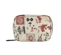 Amooorous Chinese Style Elements - Elegantes bolsas de medicamentos rojo y beige con compartimentos desmontables y organizador de pastillas pequeño para bolso