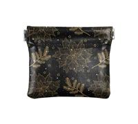 Amooorous Christmas Golden ElementsWomen - Cartera de cuero para dinero en efectivo, conveniente organizador de joyas para mujer y niña, Elementos dorados de Navidad, 1 size