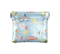 Amooorous Colorful Fishes Marine Life Coastal, monedero pequeño de cuero para mujer, organizador de llaves para mujeres, niños y niñas, Peces de colores, vida marina costera, 1 size