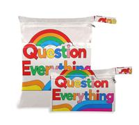 Amooorous Colorful Question Everything - Bolsas con cremallera para bebé, paquete de 2 artículos esenciales de viaje para bebés con asas para playa, viajes