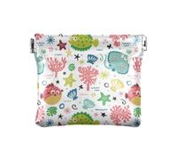 Amooorous Colorida y encantadora vida marina hawaiana de piel sintética con cierre de moneda, tarjetero para mujer, Colorido pez hawaiano Lovely Marine Life, 1 size