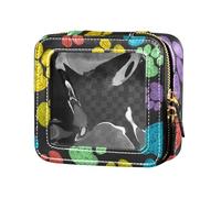 Amooorous Colorido Doodle Paw Prints - Bolsa de maquillaje pequeña transparente para bolso, bolsas de viaje para artículos de tocador, bolsa de cuidado de la piel para viajes, Coloridas huellas de