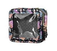 Amooorous Colorido estilo bohemio hongos transparente pequeña bolsa de maquillaje bolsas de aseo cosméticos bolsas para viajes, Setas coloridas de estilo bohemio, 1 size