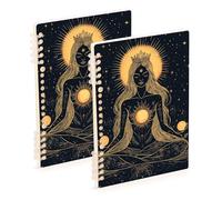 Amooorous Cuaderno de composición gótica Muse Moon Godness Boho de tamaño A5, 8.3 x 5.7 pulgadas, cuaderno de espiral encuadernado con alambre, 60 hojas para viajes y escritura, paquete de 2