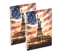 Amooorous Cuaderno de espiral blanco del 4 de julio del Día de la Independencia, tamaño A5, 8.3 x 5.7 pulgadas, tapa dura, cuaderno en espiral de un solo asunto, 60 hojas para viajes y escritura