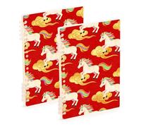 Amooorous Cuaderno de espiral de tamaño A5 con diseño de caballo de nube japonés, 21 x 14,5 cm, resistente, 60 hojas para planificador y negocios, paquete de 2