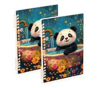 Amooorous Cuaderno de espiral naranja con diseño de panda blanco de dibujos animados de tamaño A5, 8.3 x 5.7 pulgadas, cuaderno de espiral resistente de un solo asunto, 60 hojas para escuela y oficina