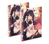 Amooorous Cuaderno de espiral naranja de anime japonés de tamaño A5 de 8.3 x 5.7 pulgadas, encuadernado con alambre, 60 hojas para viajes y escritura, paquete de 2