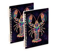 Amooorous Cuaderno de langosta misteriosa tamaño A5 con rayas anchas de 8.3 x 5.7 pulgadas, cuaderno de espiral de tapa dura con rayas anchas, 60 hojas para escuela y oficina, paquete de 2