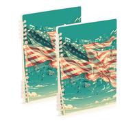 Amooorous Cuaderno de notas musicales del Día de la Independencia del 4 de julio, tamaño A5, 21 x 14,5 cm, cuaderno en espiral con rayas universitarias resistentes al desgaste, 60 hojas para viajes y
