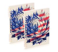 Amooorous Cuaderno de rayas anchas tamaño A5 con diseño de plantas del 4 de julio, Día de la Independencia, 8.3 x 5.7 pulgadas, cuadernos de asignaturas resistentes al desgaste, 60 hojas para viajes y
