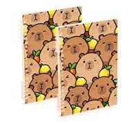 Amooorous Cuaderno de rayas Capybaras de tamaño A5 de 8.3 x 5.7 pulgadas, cuaderno de espiral resistente de un solo asunto, 60 hojas para diario y lista de tareas, paquete de 2