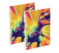 Amooorous Cuaderno de rayas coloridas de tamaño A5 de 8.3 x 5.7 pulgadas, cuaderno de espiral de un solo asunto encuadernado con alambre, 60 hojas para planificador y negocios, paquete de 2