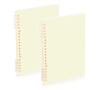 Amooorous Cuaderno de tamaño A5, color beige, liso, liso, de 8.3 x 5.7 pulgadas, cuaderno de espiral resistente de un solo asunto, 60 hojas para diario y lista de tareas, paquete de 2