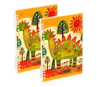 Amooorous Cuaderno de tamaño A5 con diseño de dibujos animados de dinosaurio en forma de corazón de 8.3 x 5.7 pulgadas, cuaderno en espiral de tapa dura de un solo asunto, 60 hojas para viajes y