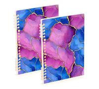 Amooorous Cuaderno de tamaño A5 con diseño de mármol, color azul real, rosa intenso, 8.3 x 5.7 pulgadas, cuaderno espiral encuadernado con alambre, 60 hojas anchas para diario y lista de tareas